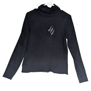 Carducci Blouse Knit Turtle Neck Long Sleeve Pullover Sweater Black Size Large